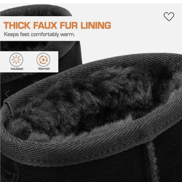 🎁NIB! DREAM PAIRS Suede Faux Fur Water Resistant Snow Ankle Boots Black Sz.9 - Picture 5 of 10
